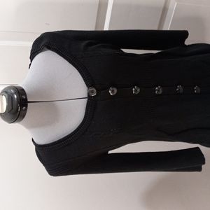 DKNY Jeans Black Sweater Button Front, Size Med